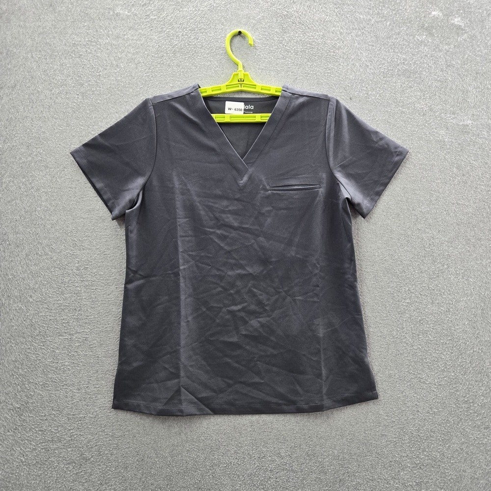 Mandala Women Scrub Top S‎ Gray Equa-Tek Activewear PO33-A Short Sleeve